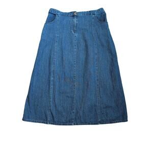 Vintage Denim Midi Skirt 16W Boho Cottagecore Western, Country Prairie Casual